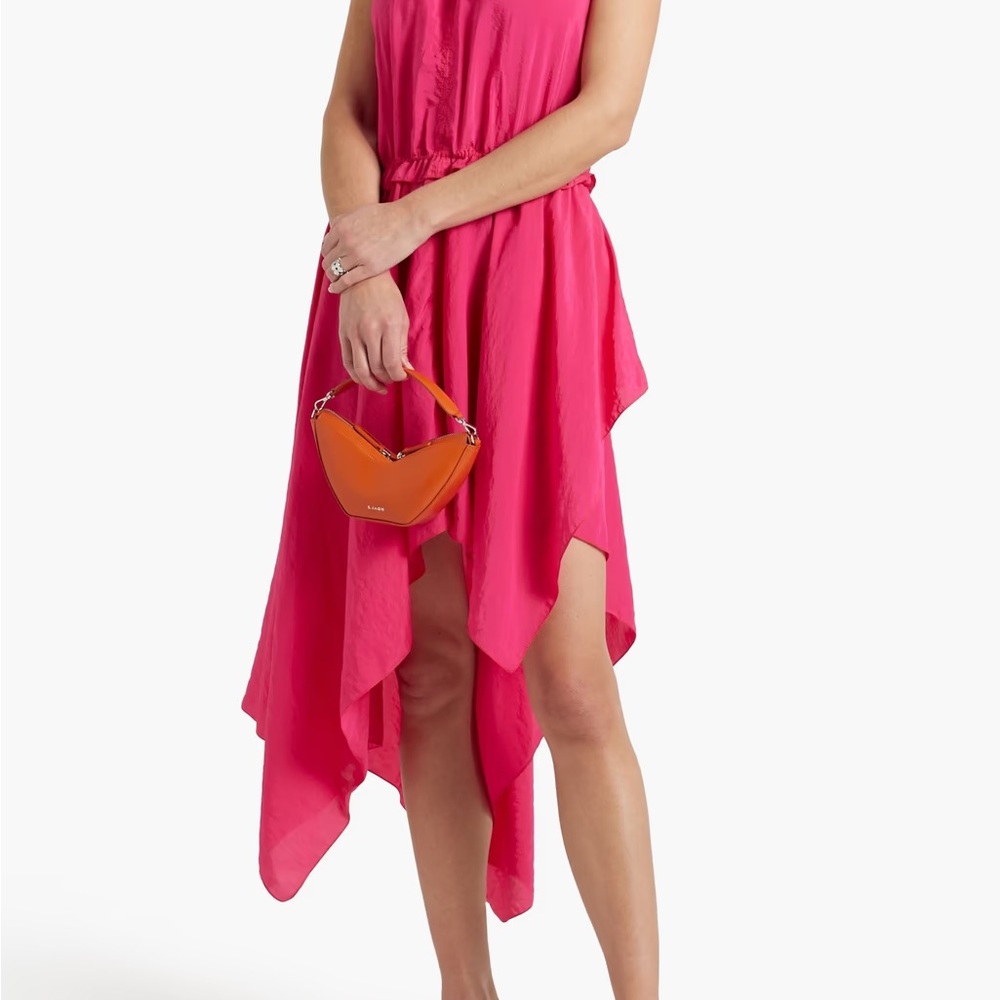 JW ANDERSON Open-back asymmetric taffeta halterneck midi dress in pink size US 6